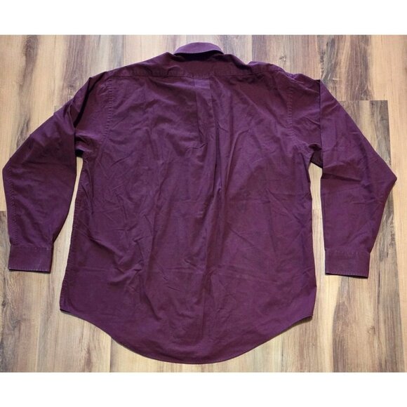 Hill & Archer Dress Shirt Mens 17 Long Sleeve Burgundy Single Needle Tailoring - Picture 5 of 5